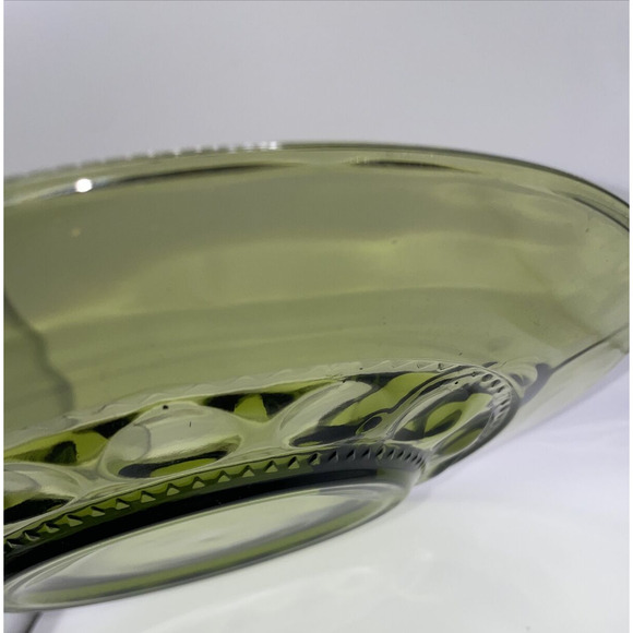 Vintage Indiana Glass Green Kings Crown Thumbprint Snack Plate Six Available - Picture 3 of 15